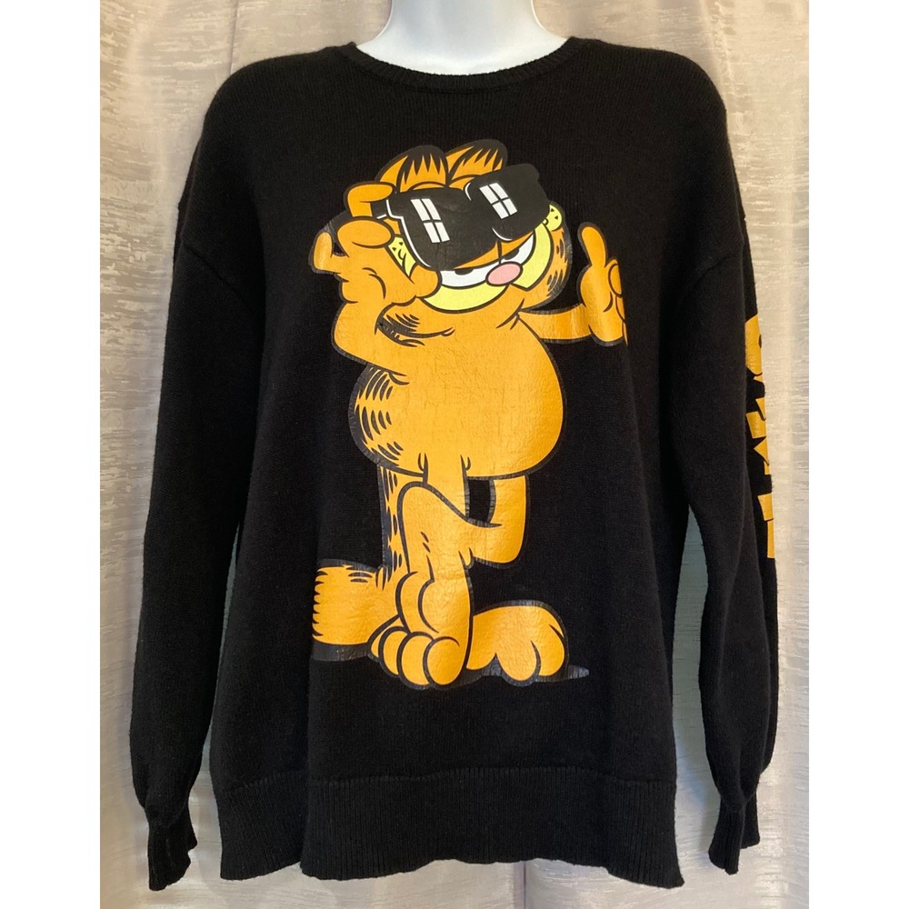 Nickelodeon Garfield Sweater Medium‎ Black Cartoon Character Pullover